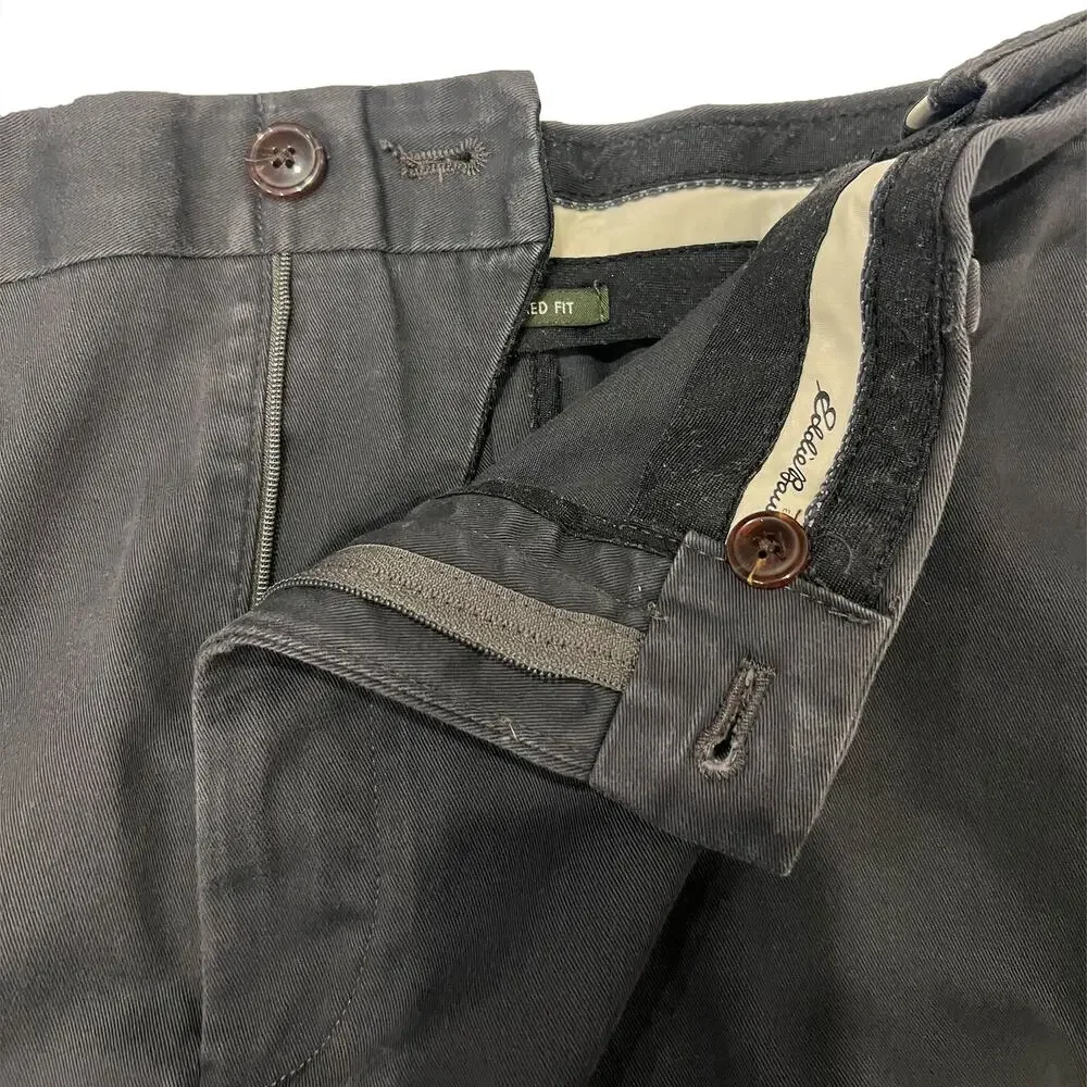 Eddie Bauer Men 42x29 Wrinkle Resistant Relaxed Fit Chino Pants Black Twill